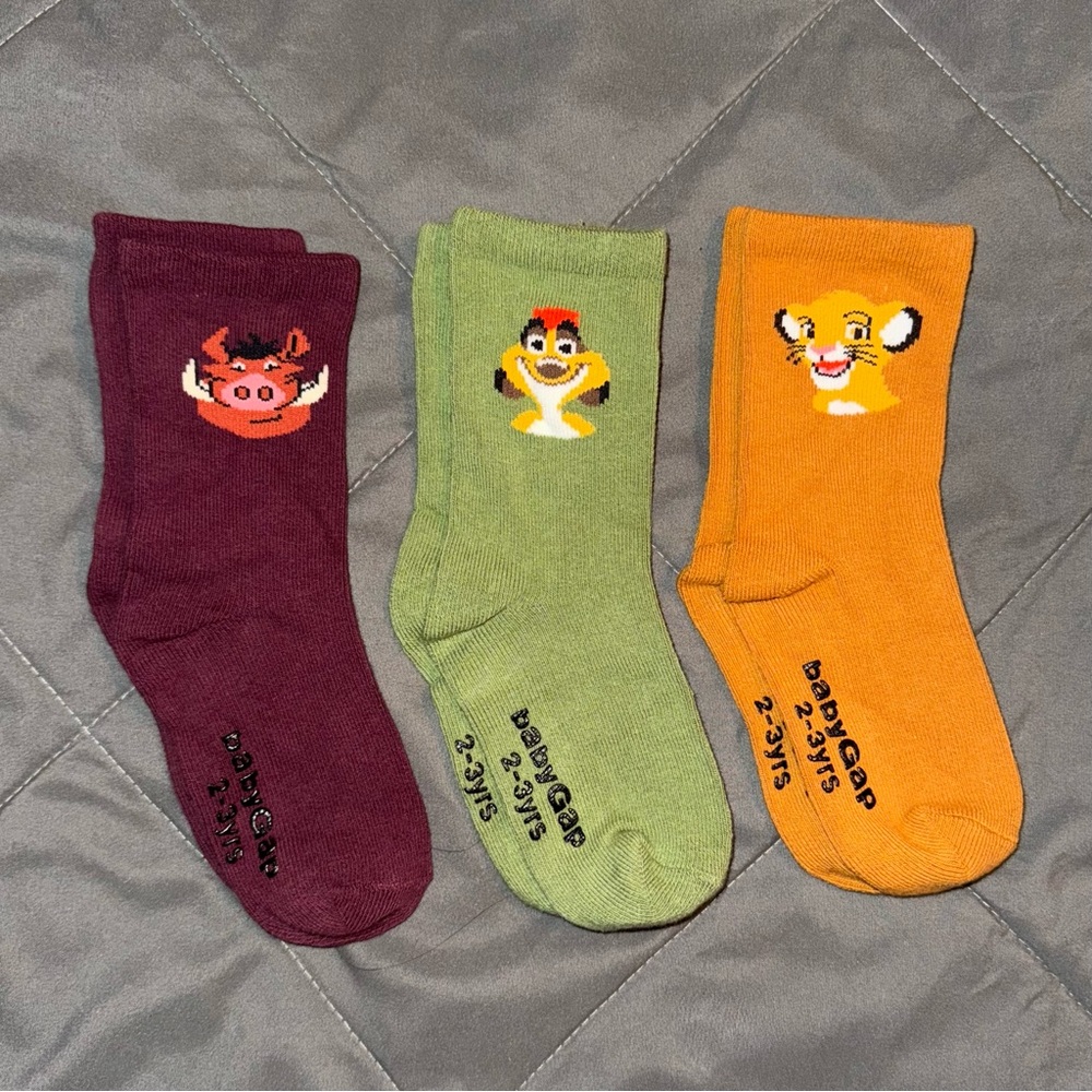 babyGap Lion King Character Socks - Pumba, Timon, Simba - *New, No Pkg, No Tags*